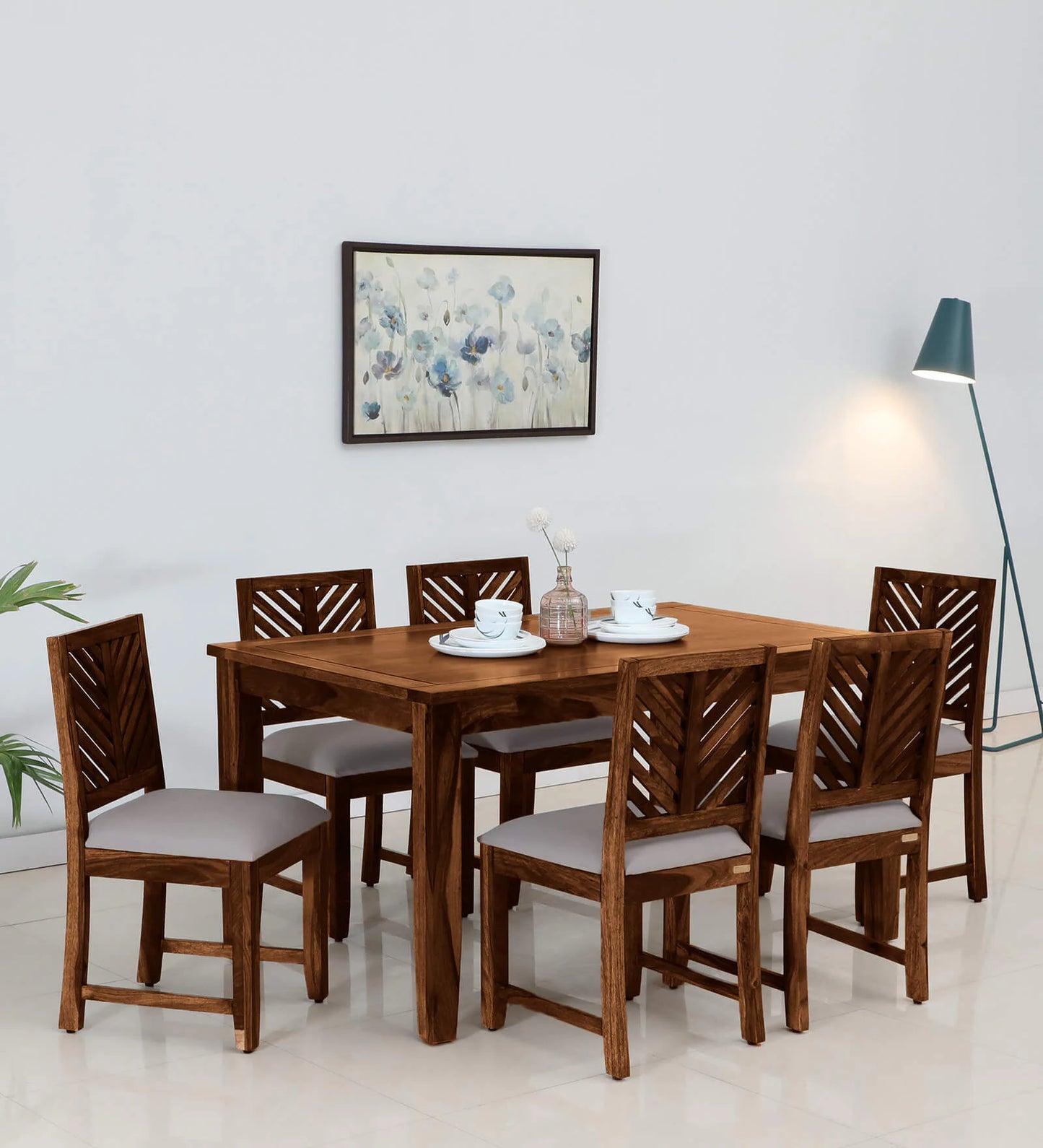 Dark Sheesham Wood 6 Seater Dining Set In Provincial Teak Finish