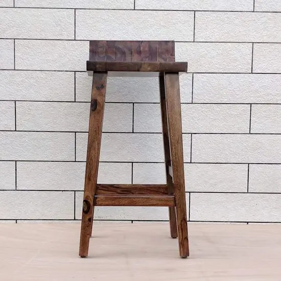 Mac Solid Wood Bar Chair with Contoured Seat and Curved Backrest