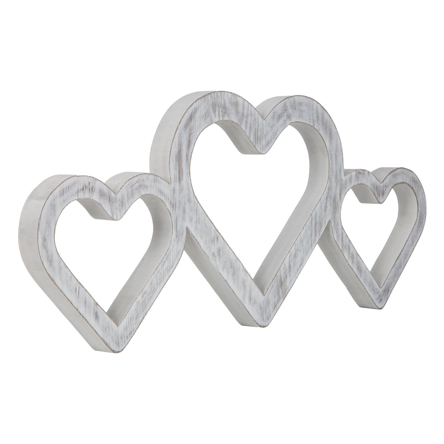Large Whitewashed Triple Heart Wood| Love Accent for Wall or Shelf