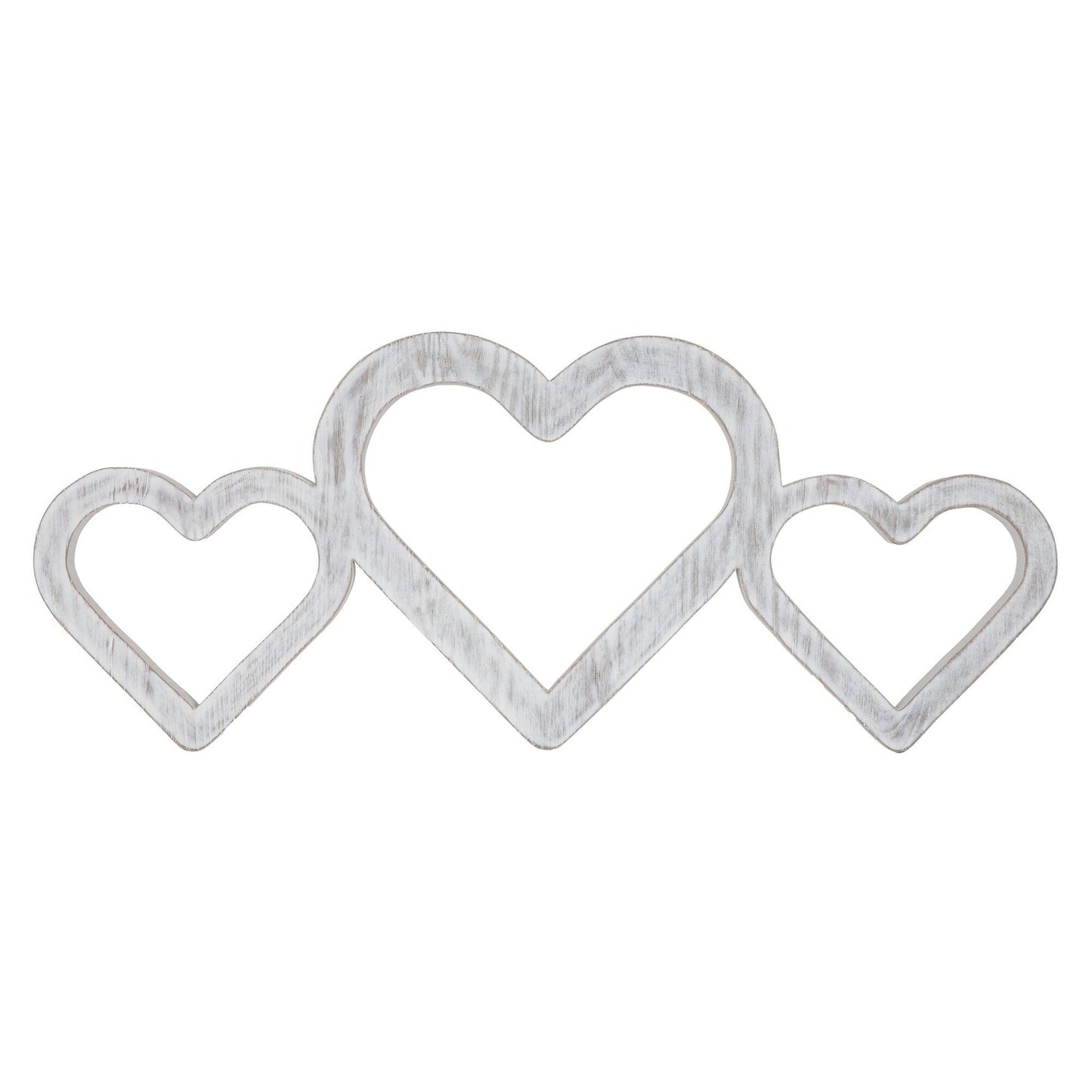 Large Whitewashed Triple Heart Wood| Love Accent for Wall or Shelf