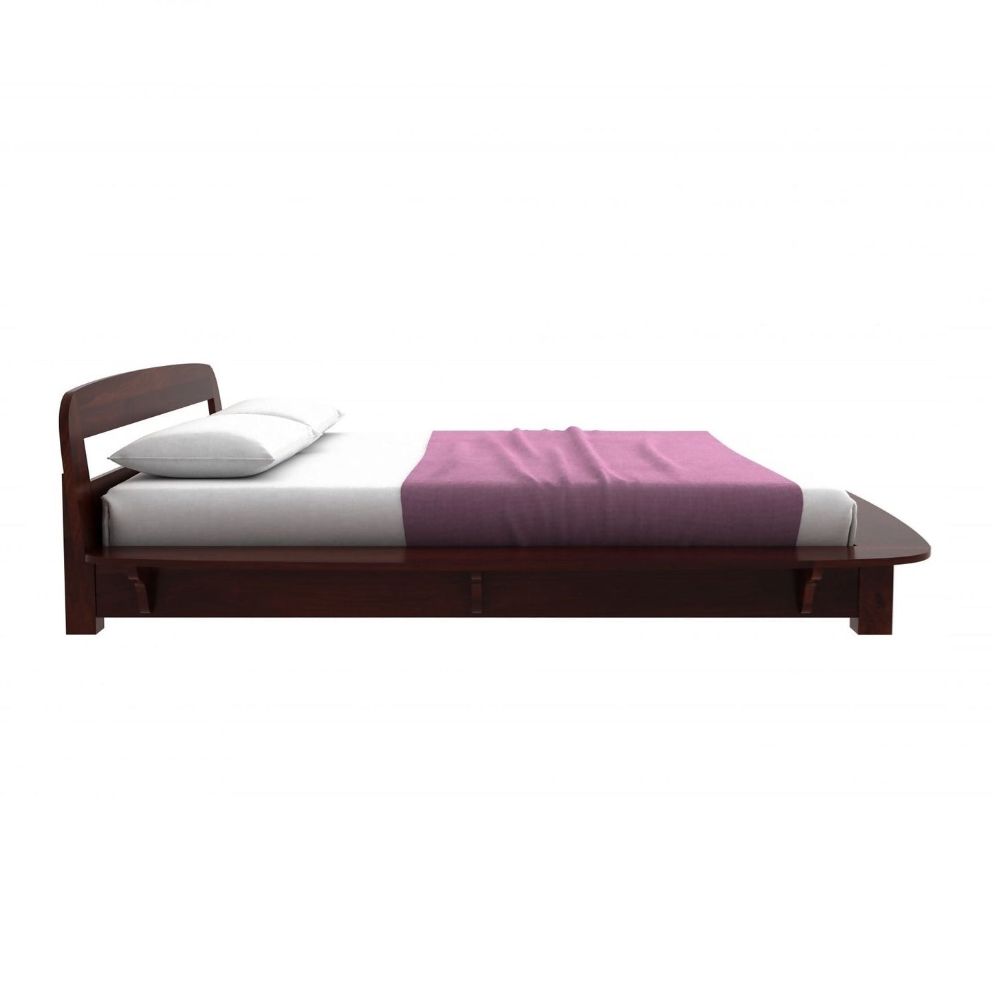 Louis Solid Wood King Size Without Storage Bed In Walnut Finish