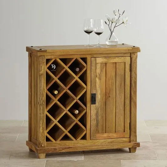 Rustic Solid Wood Bar Cabinet