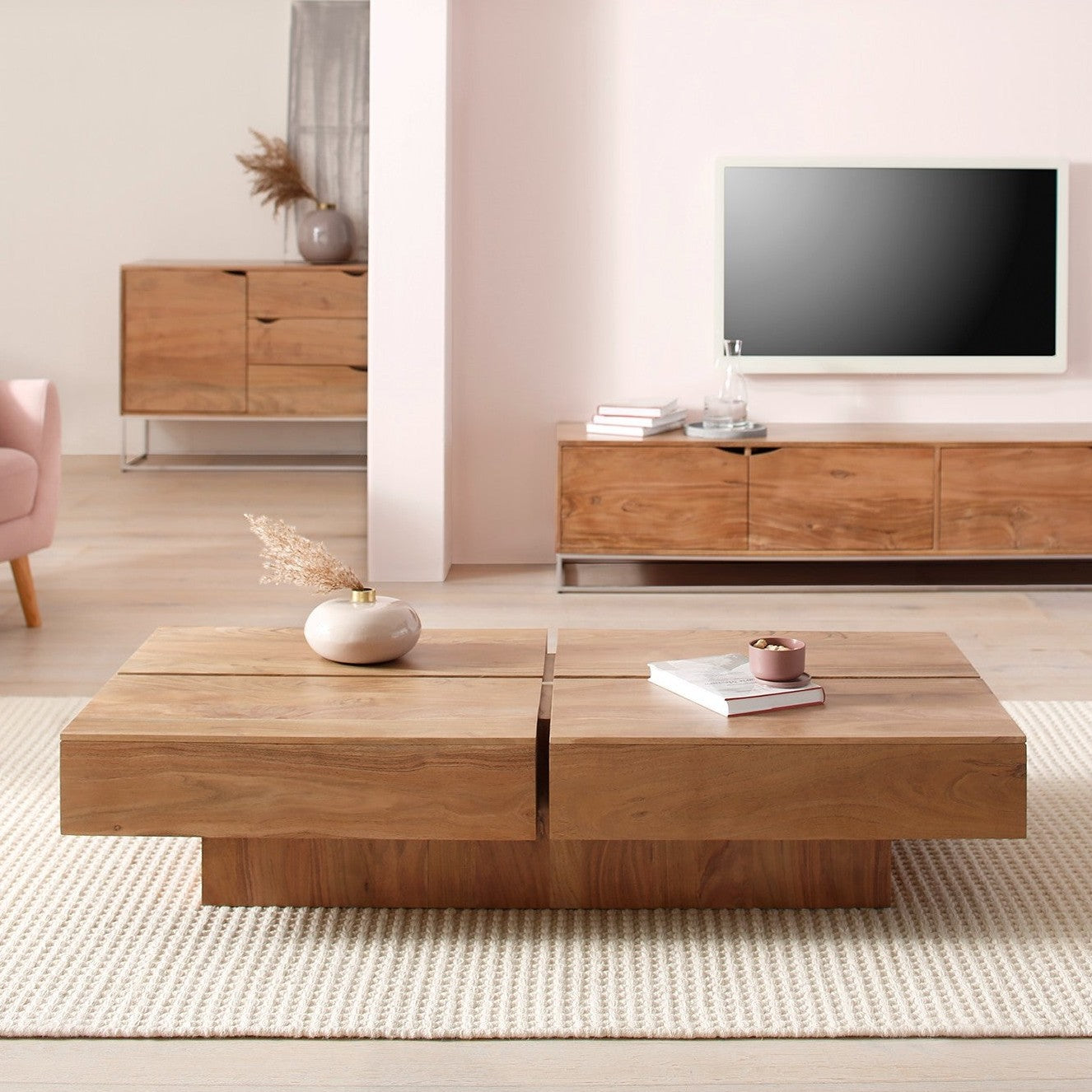 Quadra Solid Wood Lift-Top Coffee Table