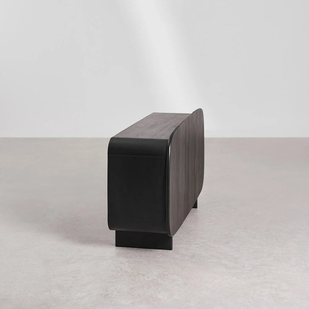 Sleek Black Solid Mango wood Sideboard with 3 Door
