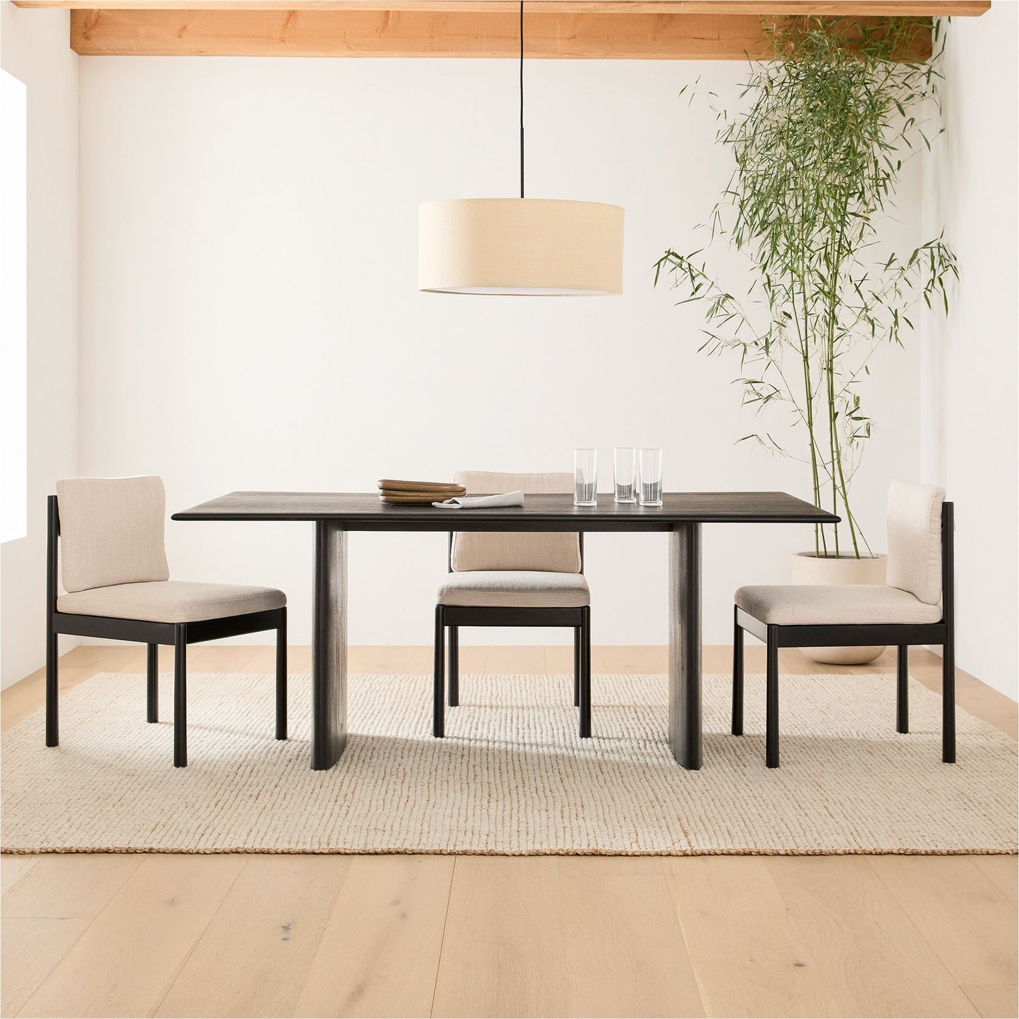 Reggie Solid Mango Wood Dining Table in Rustic Black finish