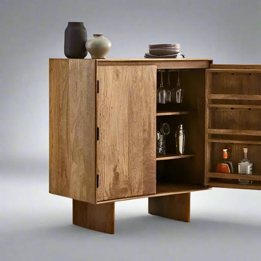 Rustic Solid Wood Bar Cabinet