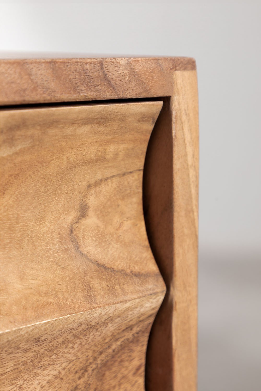 Zig-Zag Texture Solid Acacia wood Sideboard with 3 Door in Natual Finish