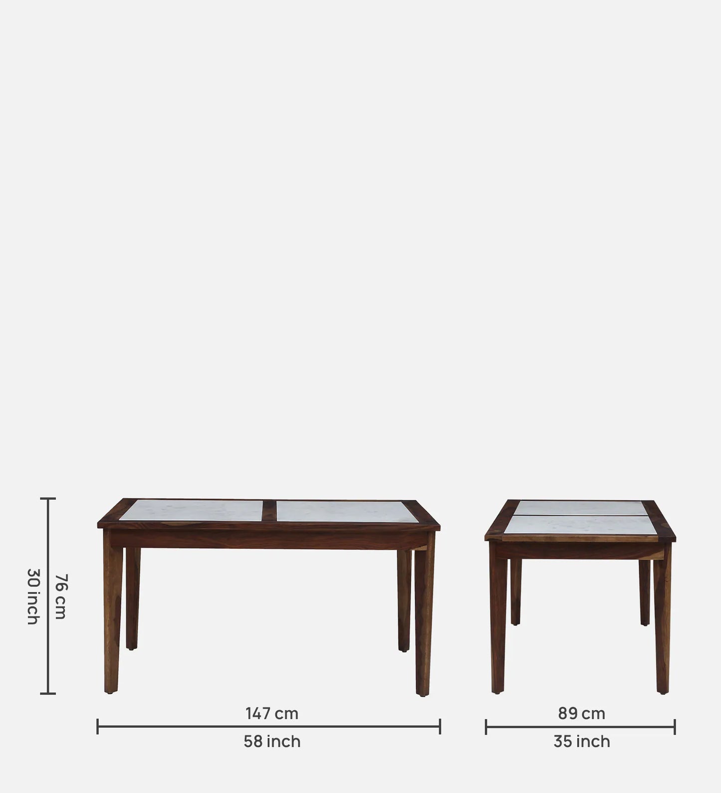 Gistel Sheesham Wood 6 Seater Dining Set In Scratch Resistant Provincial Teak Finish With Marble Top