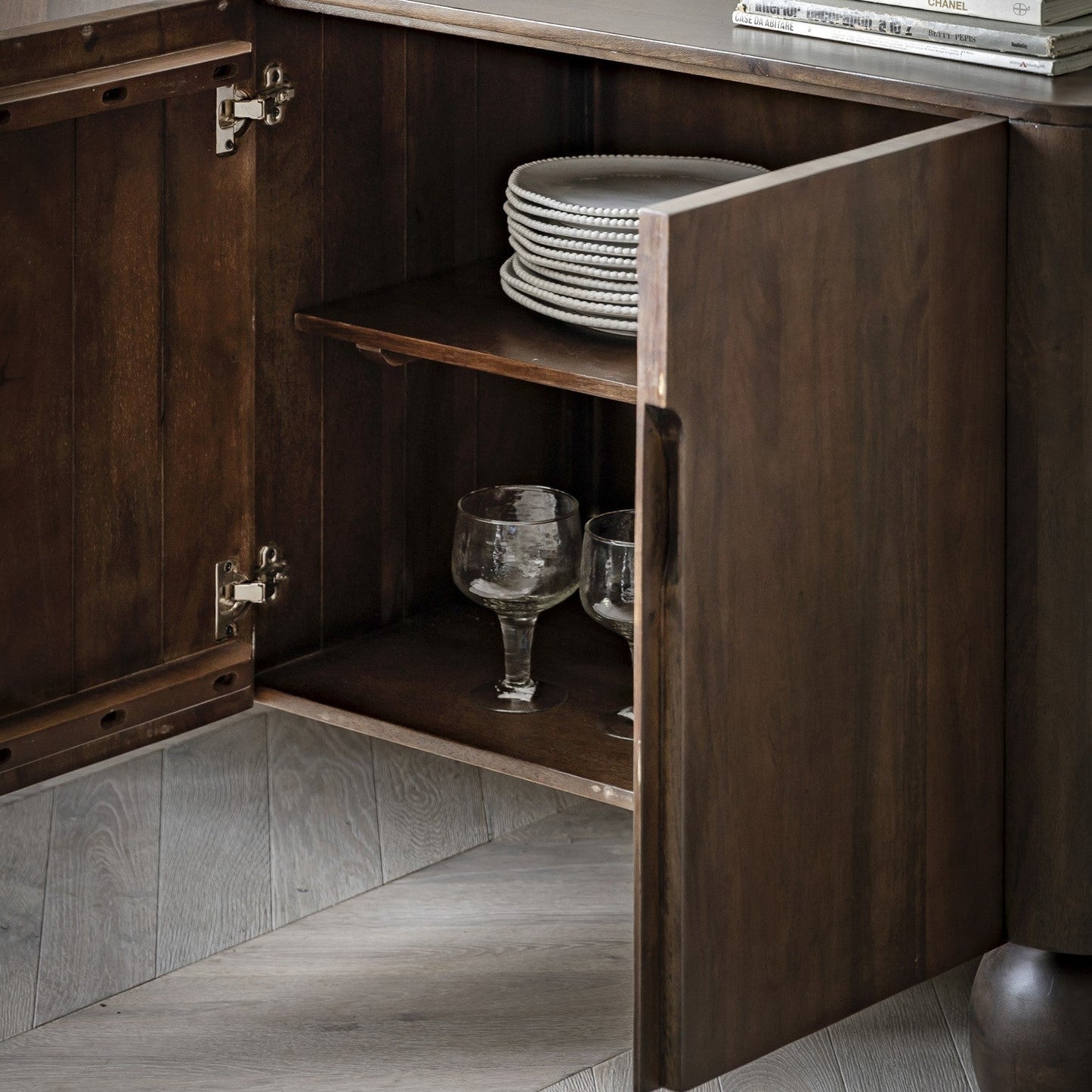 UrbanAura Wooden Sideboard With 4 Door in Dark Finish
