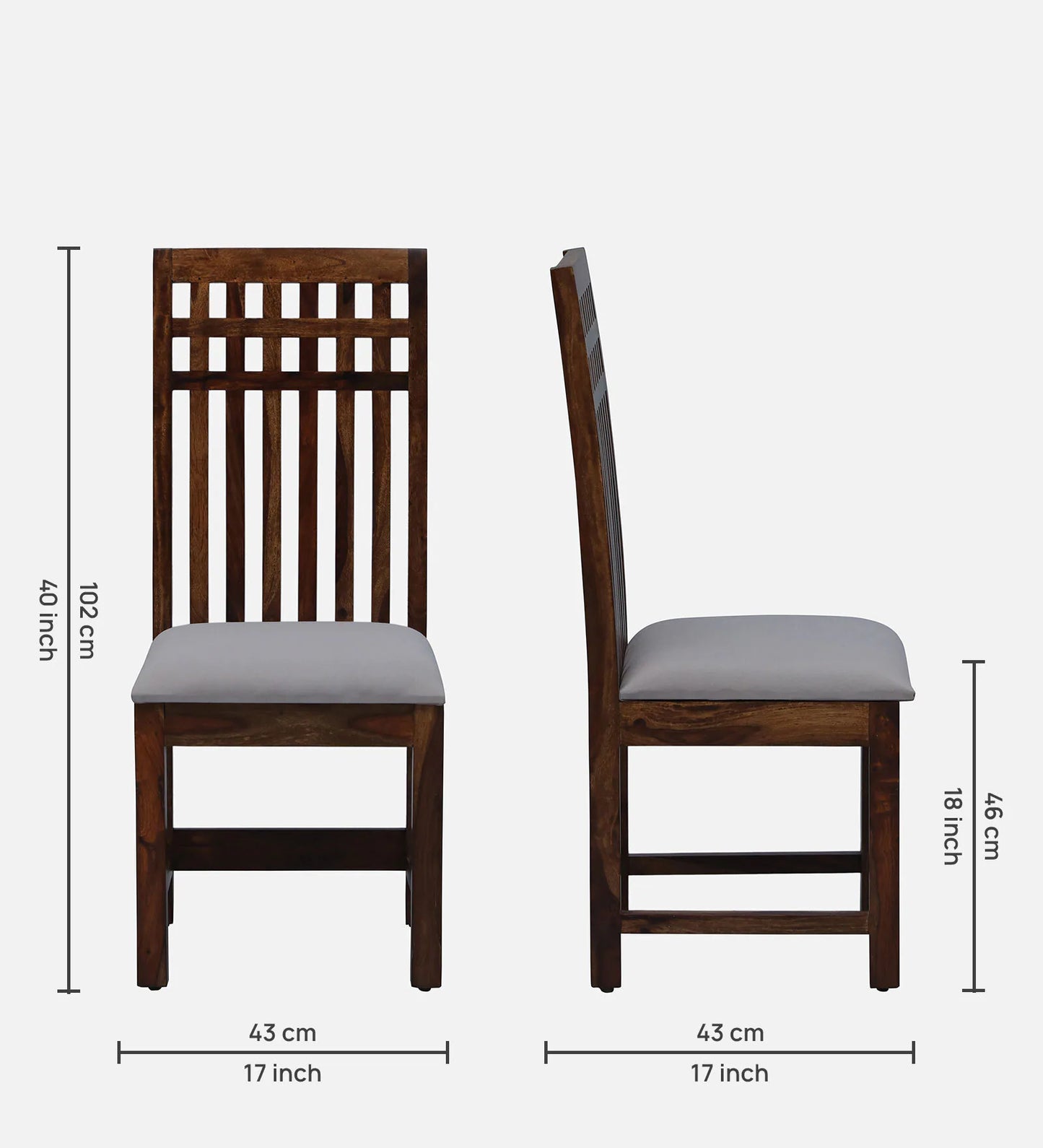 Drusilla Sheesham Solid Wood Slat Back Dining Chair In Provincial Teak Finish (Set Of 2)