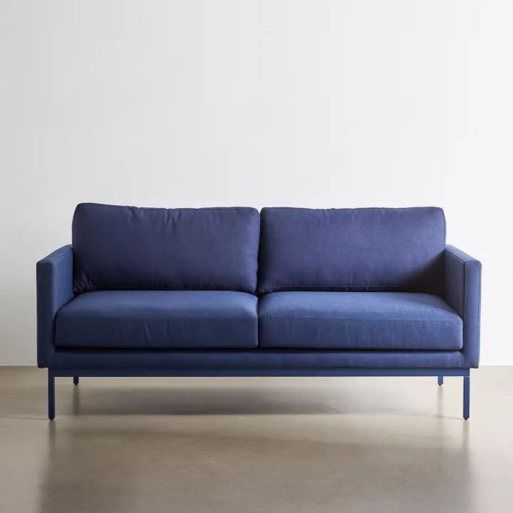 Helios Modern Navy Blue Upholstered 2-Seater Sofa