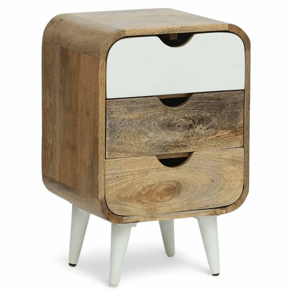 The Nordic Drift 3-Drawer Mango Wood Bedside Table