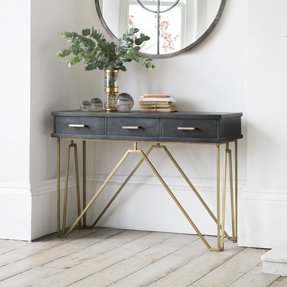 Vora Black and Gold Console Table