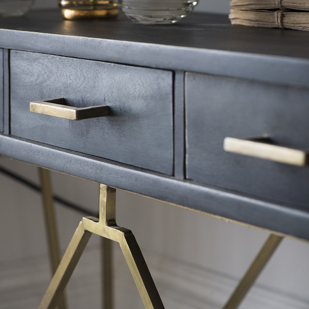 Vora Black and Gold Console Table