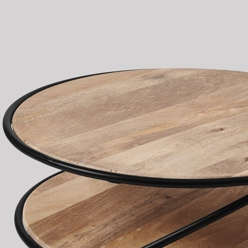 3-Tier Round Accent Table Black Metal Nesting-Style