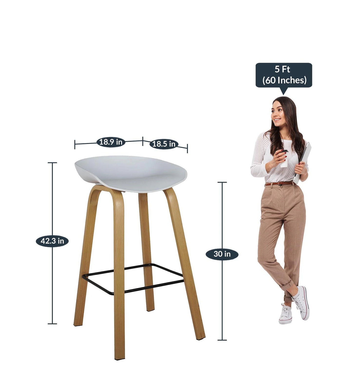Modern Bar Stool In White Color
