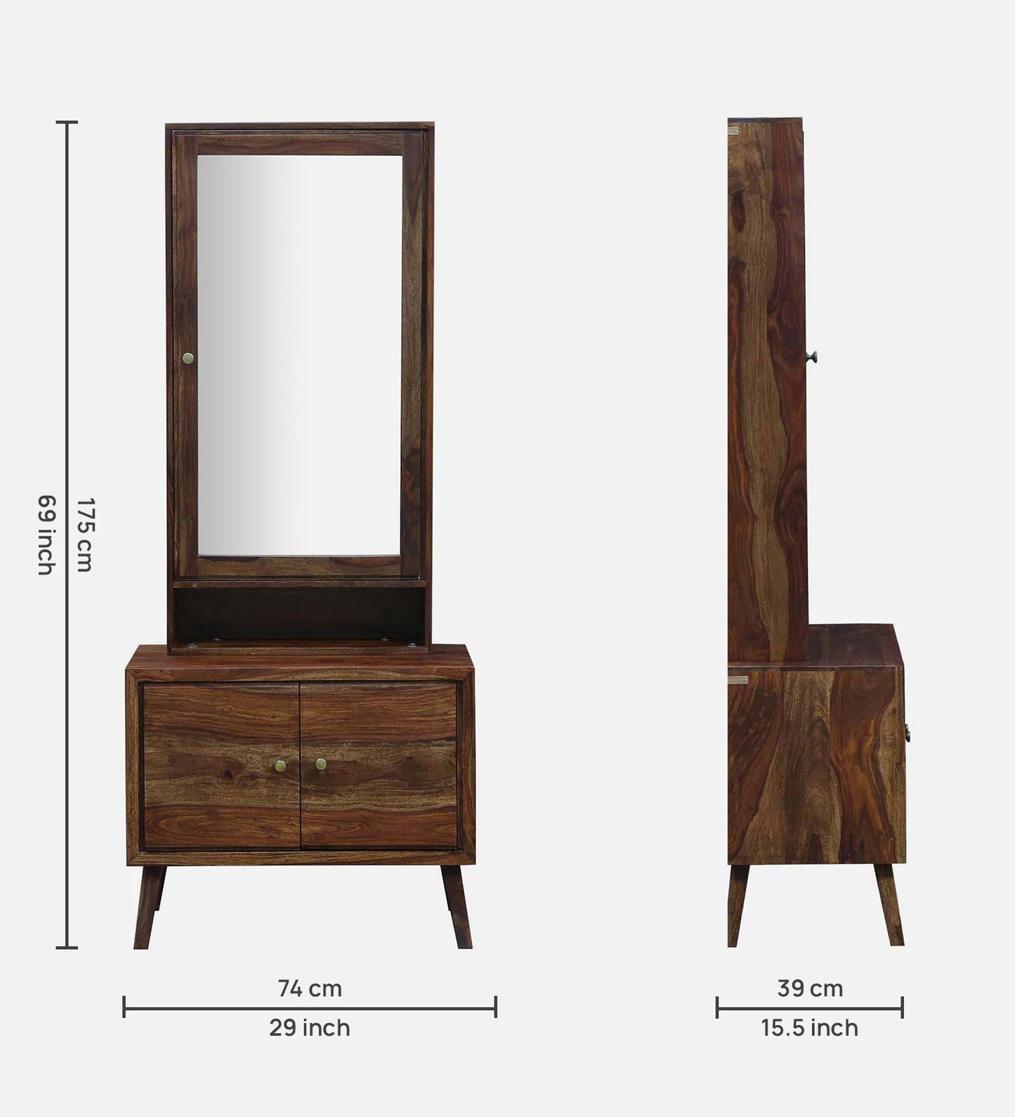 Audi Sheesham Wood Dresser in Scratch Resistant Provincial Teak Finish With Storage