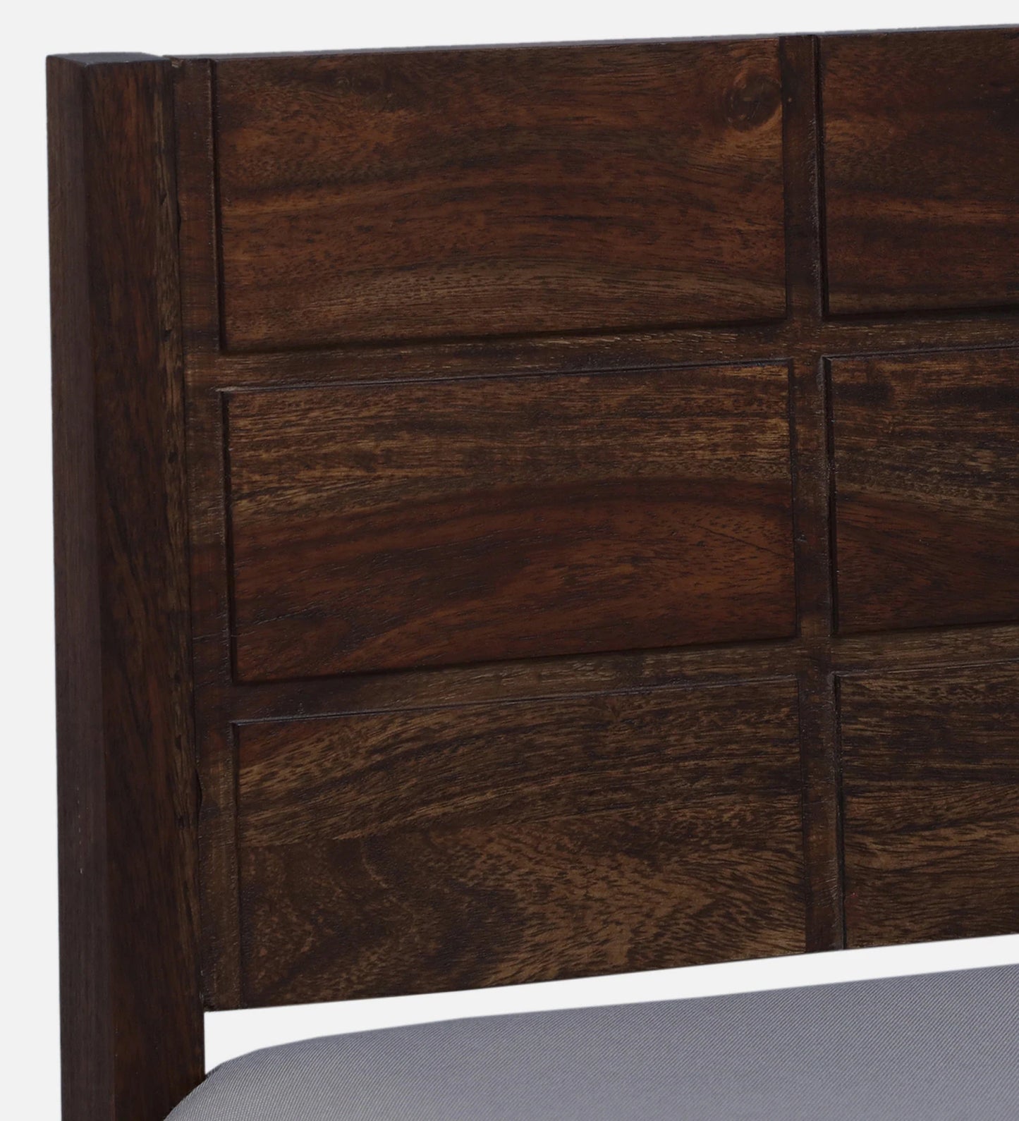 Sheesham Wood High Bar Stool with Backrest, Beige Padded Seat & Provincial Teak Finish