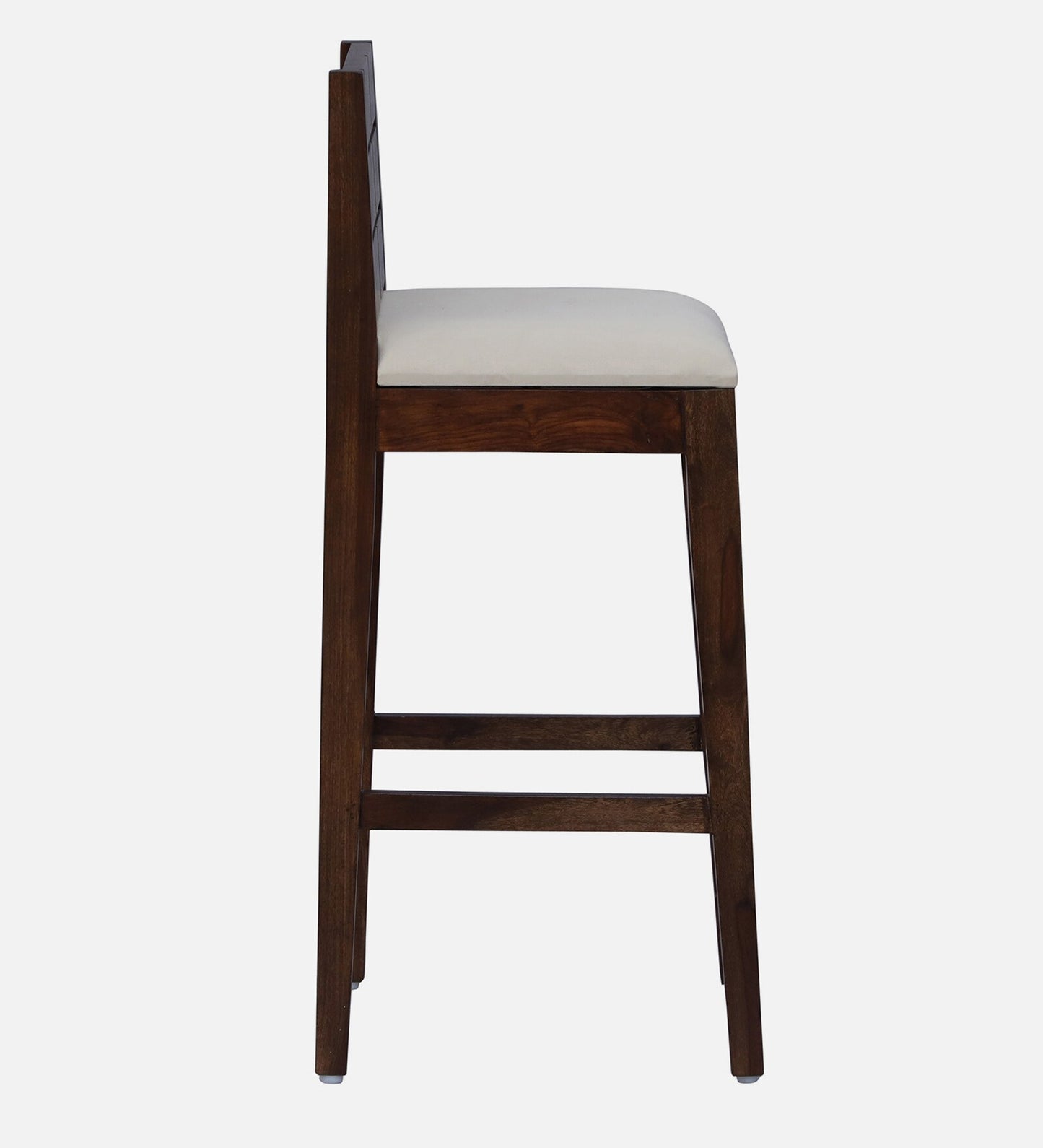 Sheesham Wood High Bar Stool with Backrest, Beige Padded Seat & Provincial Teak Finish
