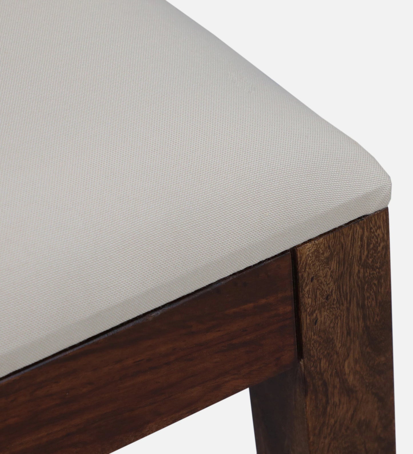 Sheesham Wood High Bar Stool with Backrest, Beige Padded Seat & Provincial Teak Finish