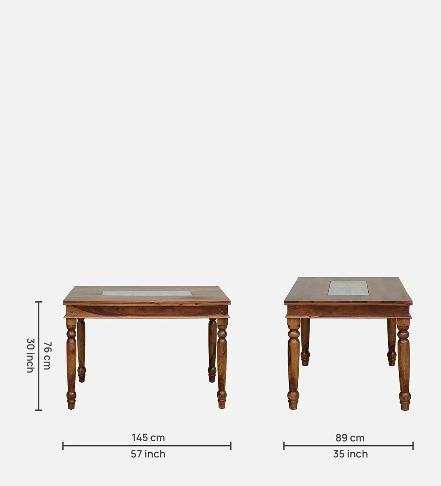 Siramika Solid Sheesham Wood 6-Seater Dining Set with Tiled Bench | Provincial Teak Finish