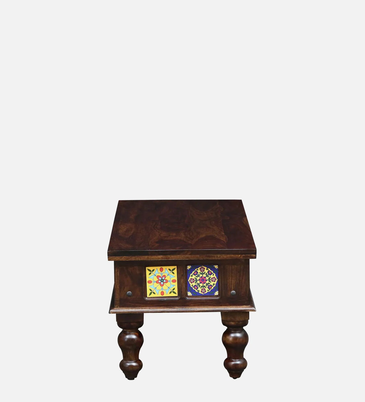 Siramika Solid Sheesham Wood 6-Seater Dining Set with Tiled Bench | Provincial Teak Finish