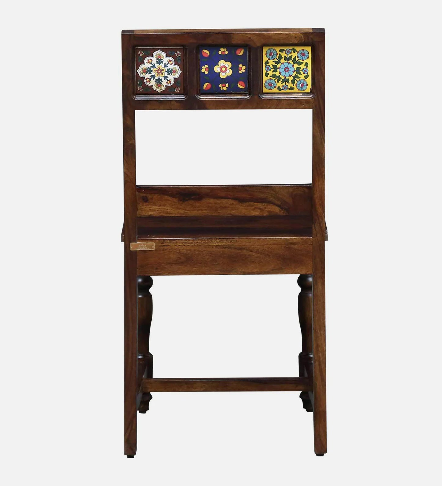 Siramika Solid Sheesham Wood 6-Seater Dining Set with Tiled Bench | Provincial Teak Finish