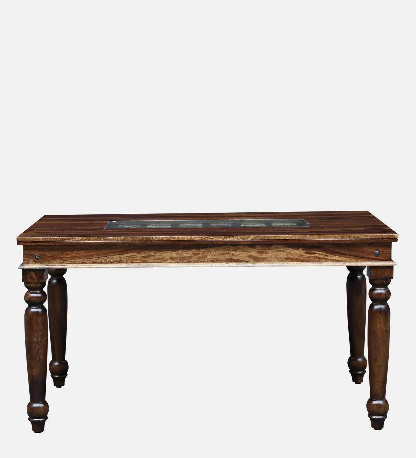 Siramika Solid Sheesham Wood 6-Seater Dining Set with Tiled Bench | Provincial Teak Finish