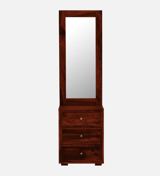 Tyumen Sheesham Wood Dresser with Mirror & 3 Drawers in Honey Oak Finish