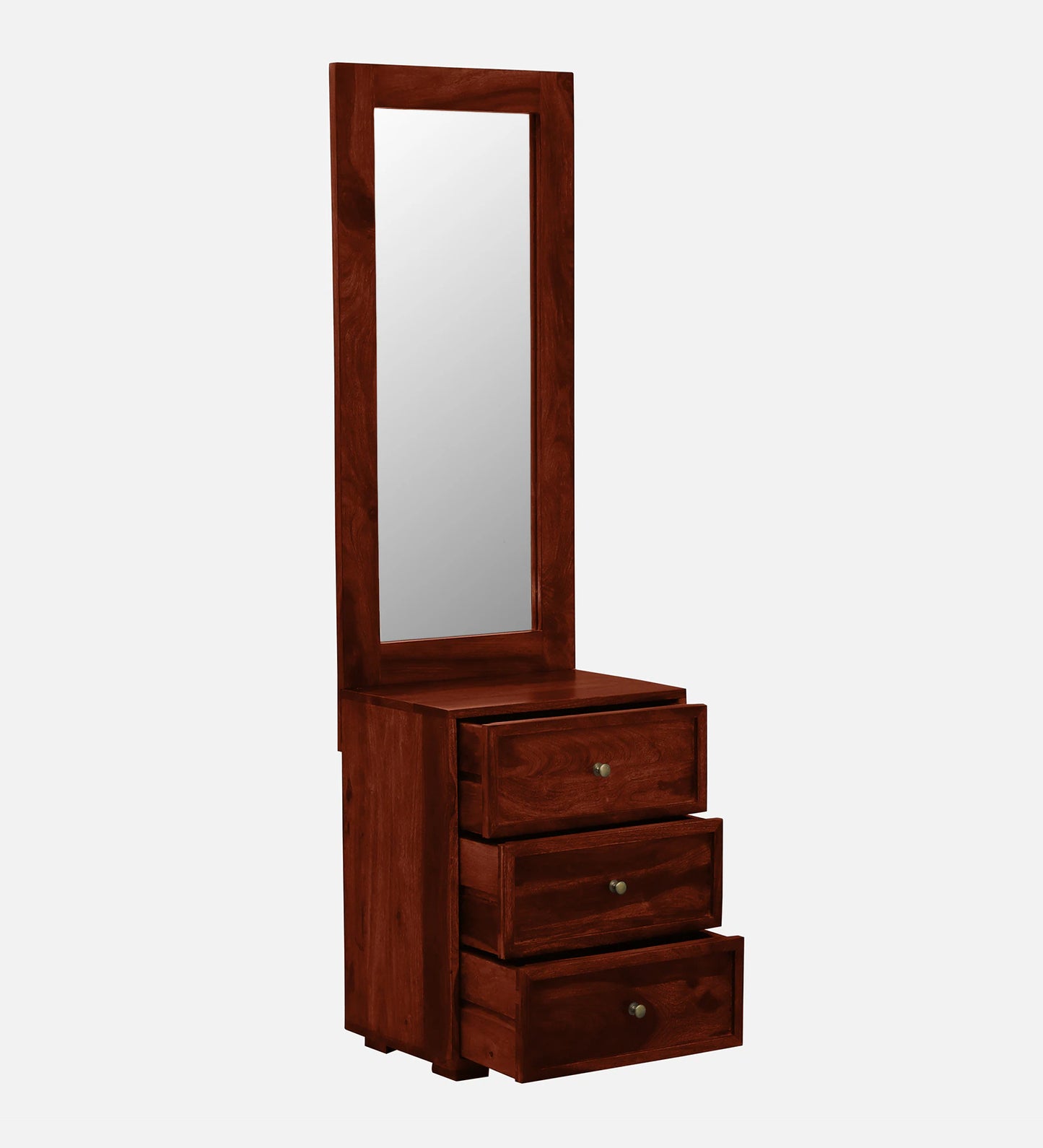 Tyumen Sheesham Wood Dresser with Mirror & 3 Drawers in Honey Oak Finish