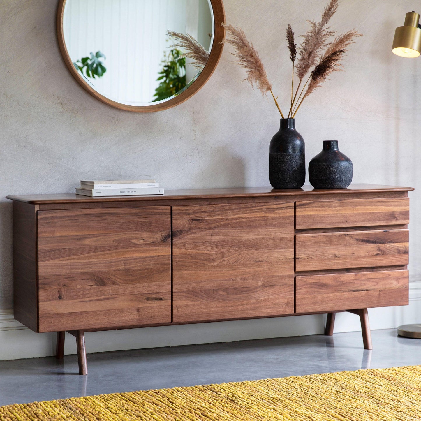 Walnut Whisper Sideboard | Handleless Design with 2 Doors & 3 Drawers