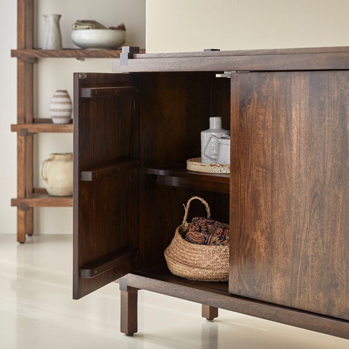 Zen Sanctuary Mango Wood Sideboard | 4-Door Storage with Minimalist Joinery