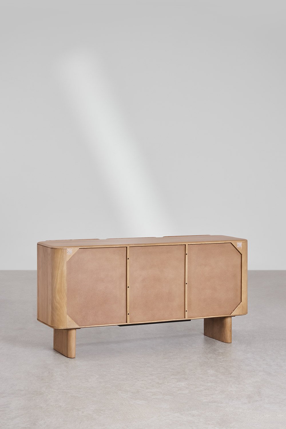 Sculptural Solid Mango Wood Sideboard With 3 Door in White Wash Finish