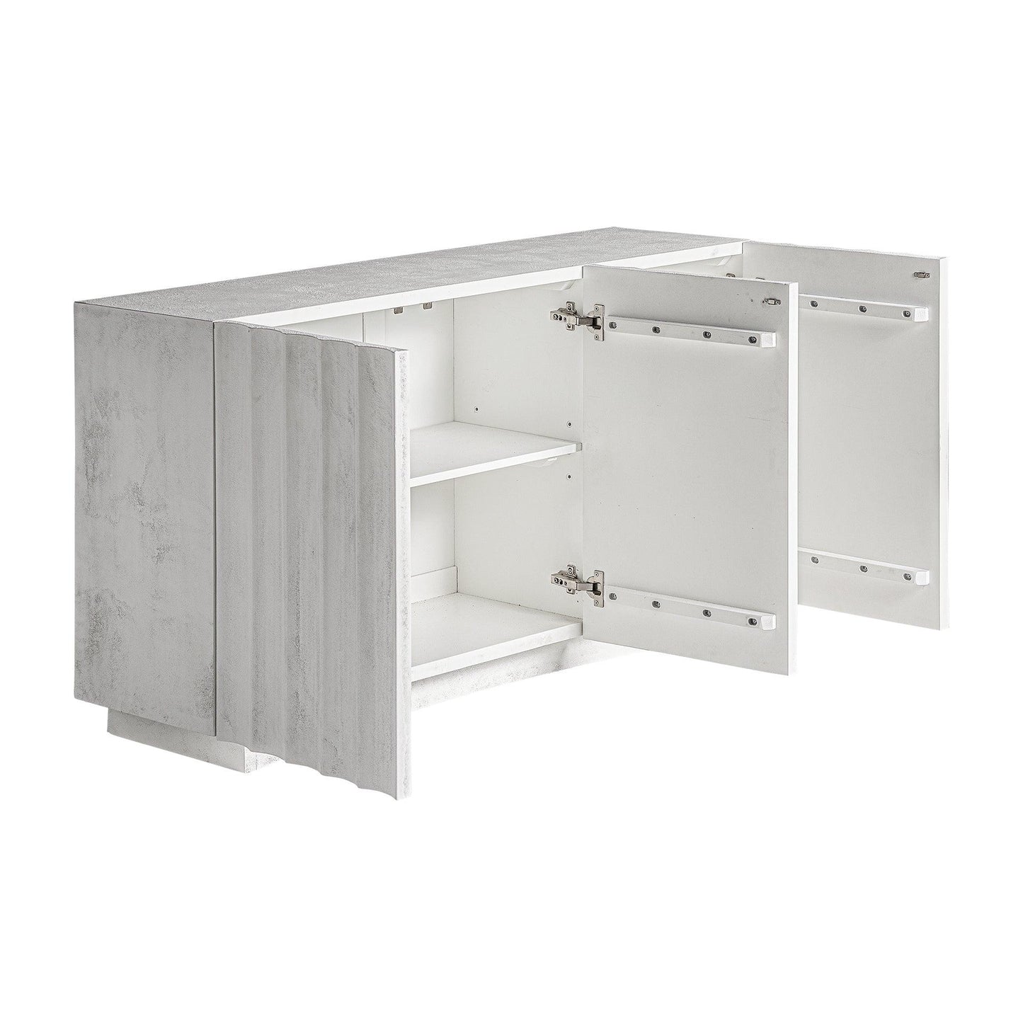 Rhea Solid Mango wood Sideboard with 3 Door in White Wash Finish