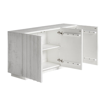 Rhea Solid Mango wood Sideboard with 3 Door in White Wash Finish