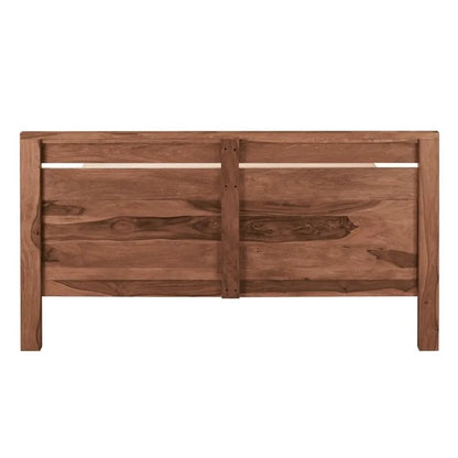 Heri King Size Bed Minimalist Solid Sheesham Wood  | Slatted Headboard | Dark Natural Finish