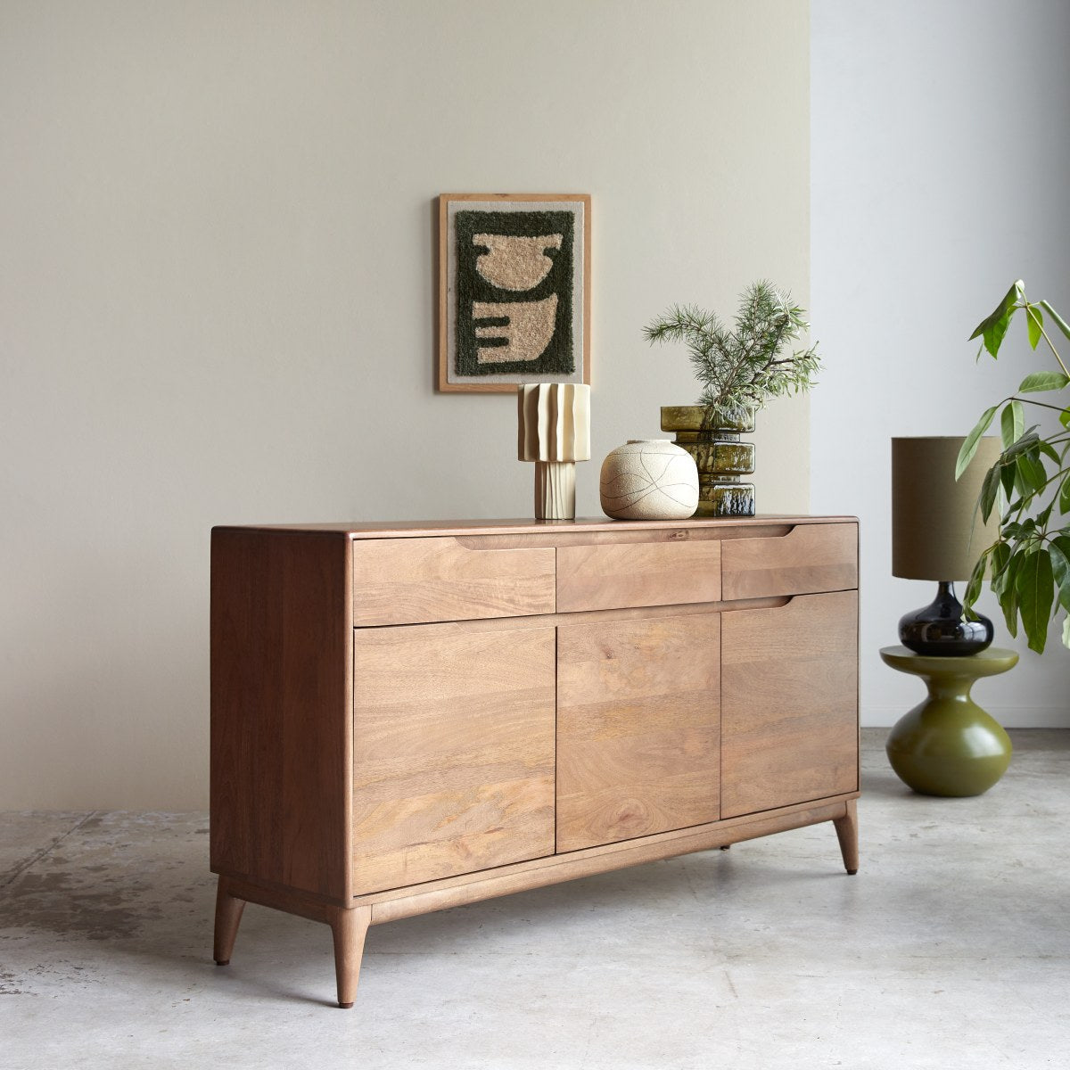 Solid Wood Storage Slideboard | Modern Buffet Table for Dining or Living Room