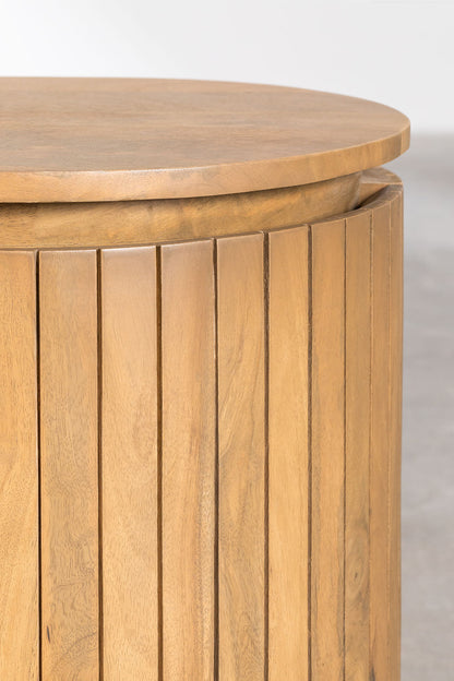 Fluted Curve Mango Wood Sideboard  with Black Metal Legs