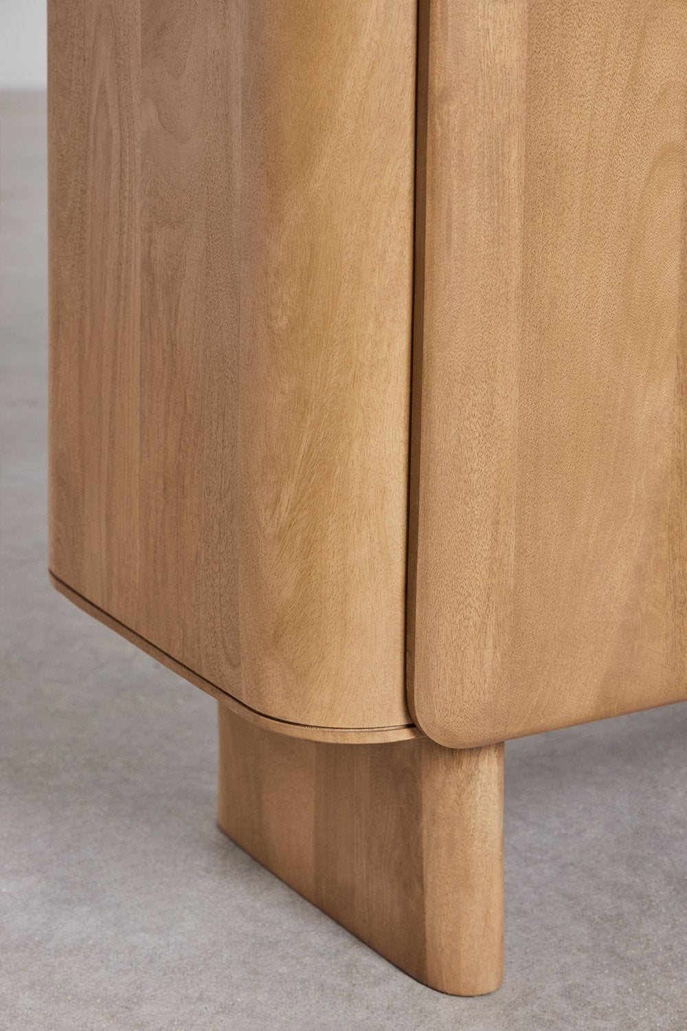 Sculptural Solid Mango Wood Sideboard With 3 Door in White Wash Finish