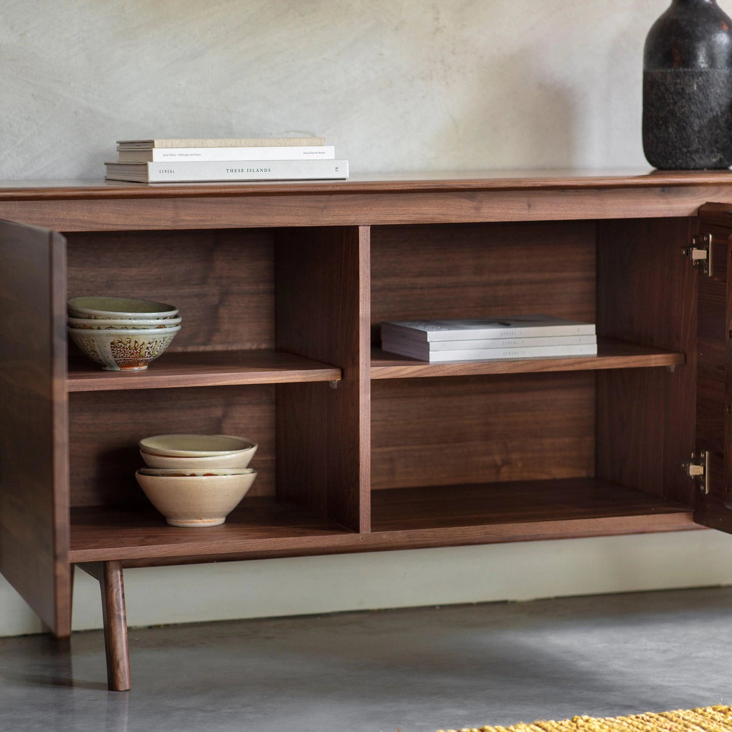 Walnut Whisper Sideboard | Handleless Design with 2 Doors & 3 Drawers