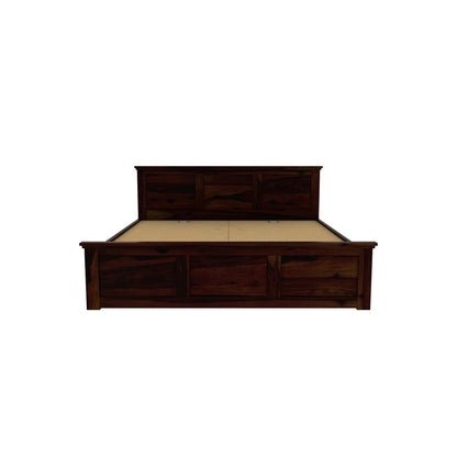 Stainfleld Solid Wood King Size Bed In Walnut Finish Premium Non-Storage Wooden Bed Frame
