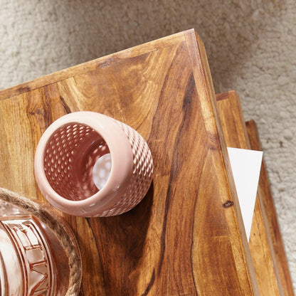 E- Shaped Solid Sheesham Wood Side Table