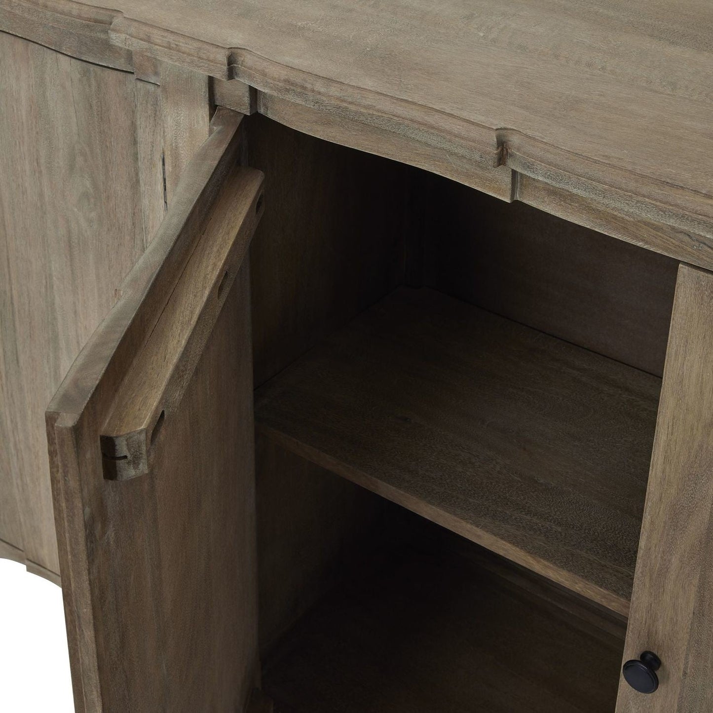Coastal Scalloped Storage Solid wood Mango Sideboard with 4 Door