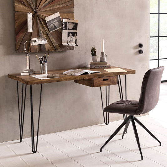Solid Wood Sheesham Study Table | Rustic Modern Home Office Writing Desk