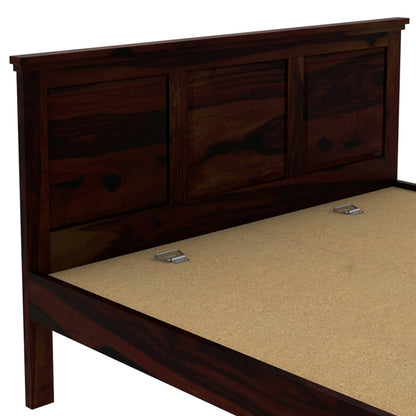 Stainfleld Solid Wood King Size Bed In Walnut Finish Premium Non-Storage Wooden Bed Frame