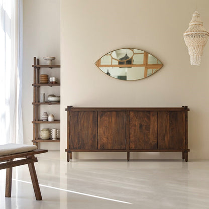 Zen Sanctuary Mango Wood Sideboard | 4-Door Storage with Minimalist Joinery