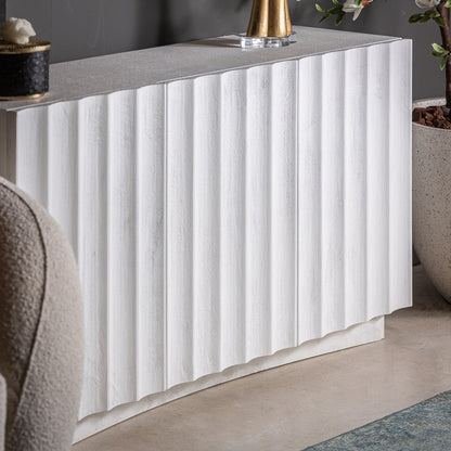 Rhea Solid Mango wood Sideboard with 3 Door in White Wash Finish