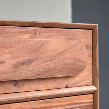 Astrid Solid Acacia Wood Chest of Drawer With 5 Drawer in Natural Finish