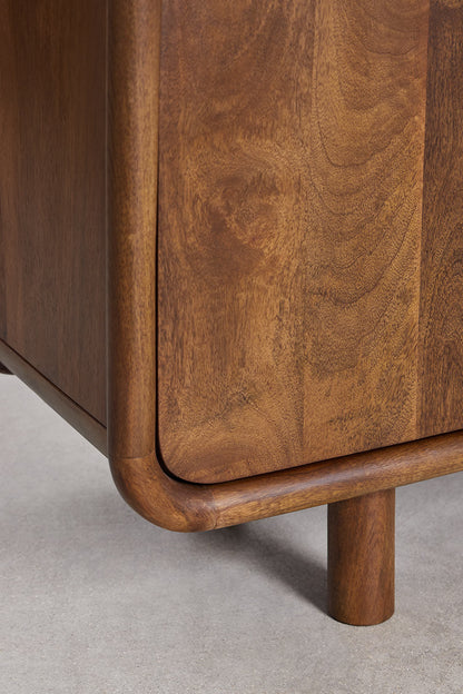 Retro Sculptural Sideboard | Barrel-Shape 4-Door Media Console with Rounded Edges