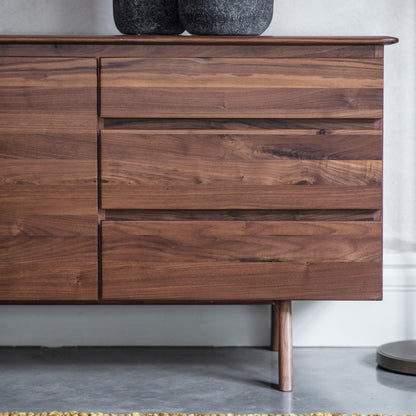 Walnut Whisper Sideboard | Handleless Design with 2 Doors & 3 Drawers